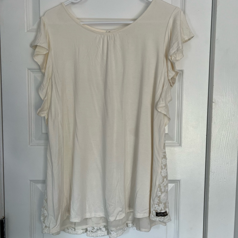 Matilda Jane Cream Ruffled Flutter Sleeve Blouse